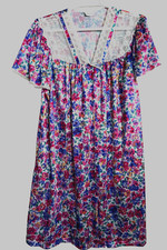VINTAGE VANITY FAIR VIBRANT FLORAL BUTTON UP ROBE/SIZE XL 44 /PRE-OWNED/USA