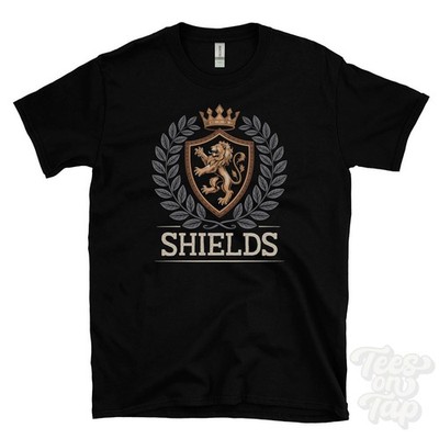 SHIELDS FANTASY WAPPEN T-SHIRT Neuheit Parodie Familienname Wappen