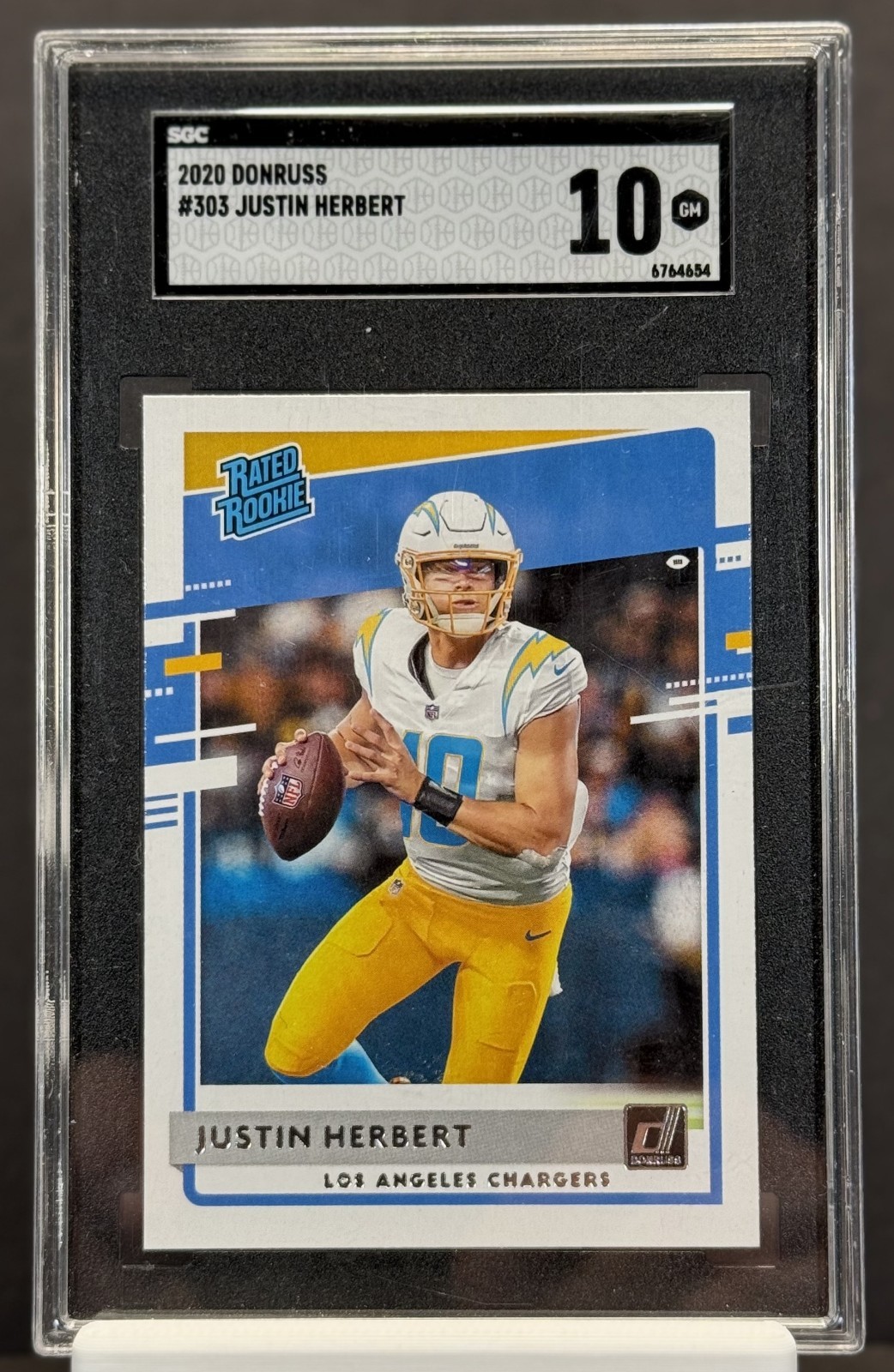 2020 Donruss Football #303 Justin Herbert Rated Rookie Base SGC 10