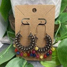 2  Gold-tone Bohemian Retro Drop Dangle Earring Set New Free Ship C1458