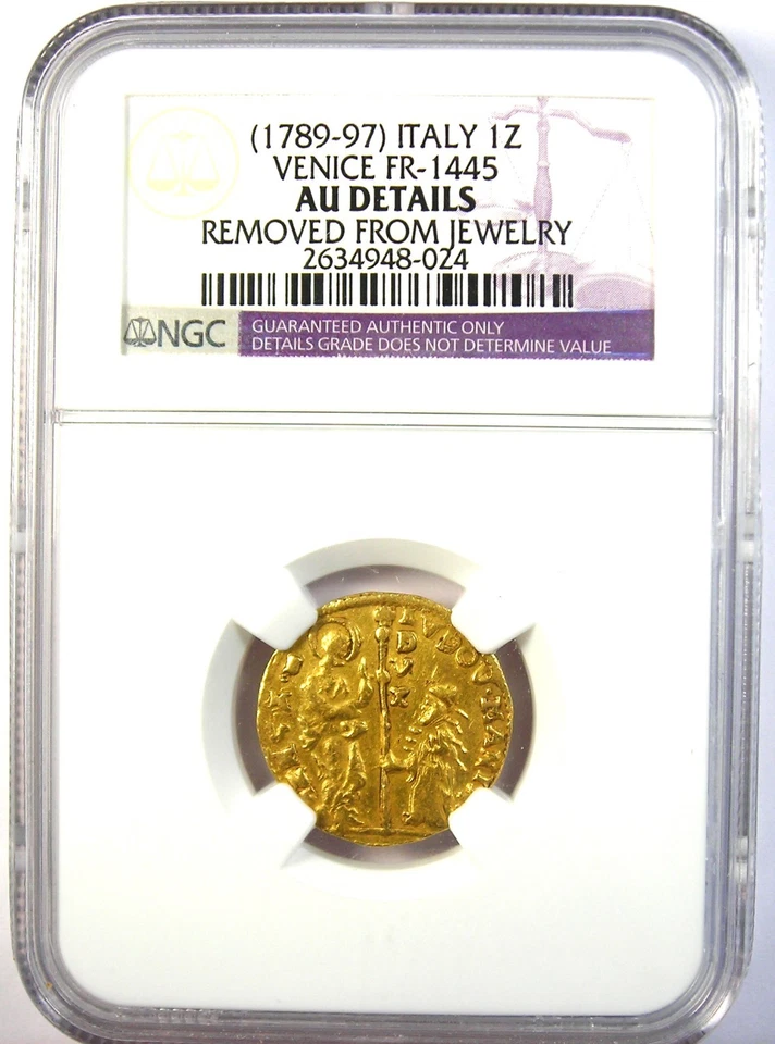 1789-97 Italy Venice Gold Zecchino 1Z Christ Ducat Coin. Certified NGC AU Detail - Image 2 of 4