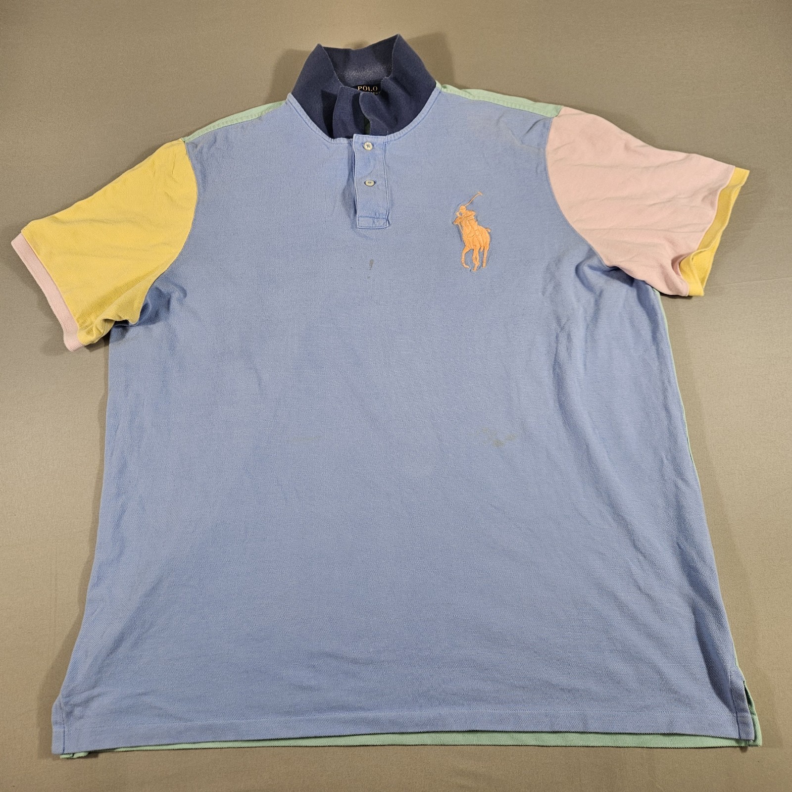 Polo Ralph Lauren vestibilità classica XXL rugby colorblock maglia pastello grande pony