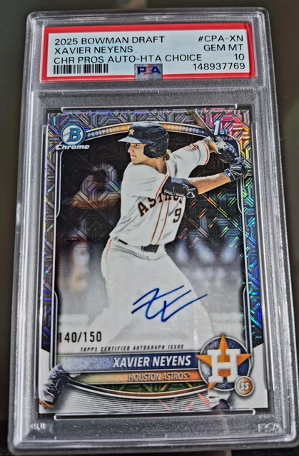 2025 Bowman Chrome Prospects Xavier Neyens HTA Choice Autograph /150 PSA 10