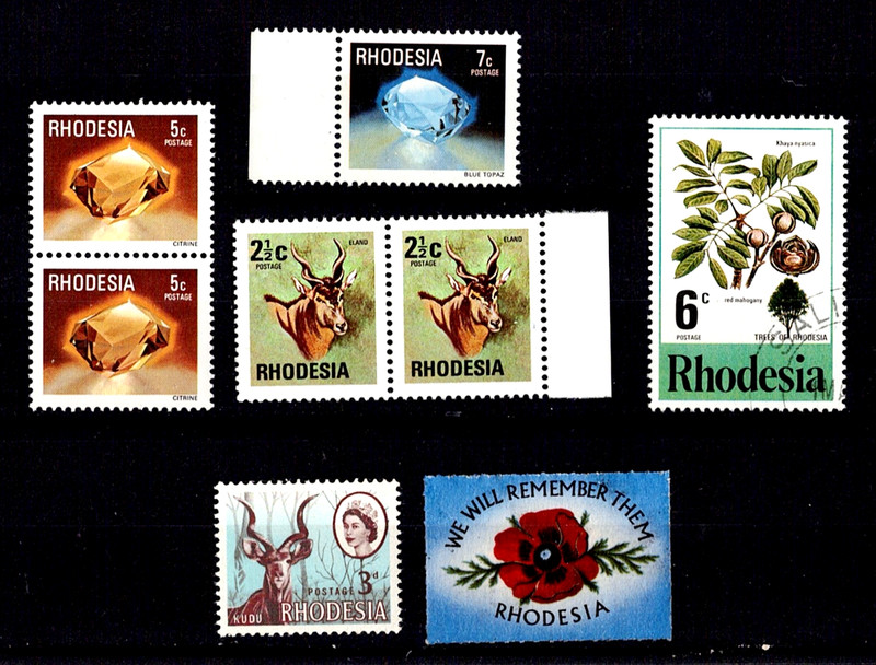 Rhodesia 1974-76. Accumulation of 7 stamps. Animals. Nature, Diamonds + MNH