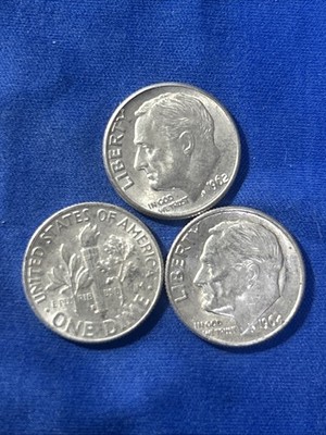 Lot Of 3 Silver Roosevelt Dimes - Pre 1965 - Circulated