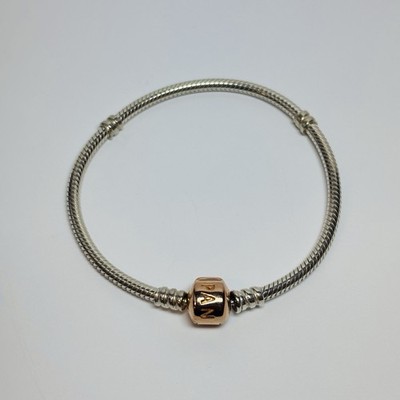 Pandora Sterling 925 Silver Moments Two Tone Snake Bracelet 580702 7.1''-.45