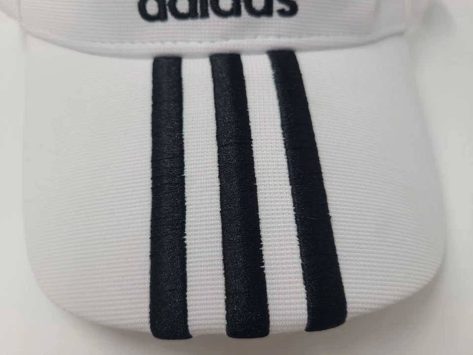 Adidas Sol Golf Visera Ajustable Gorra Poliéster Rayas Hombres Mujeres Blanco Negro Foto 3 de 4