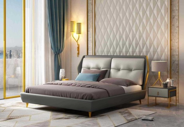 Design Leder Bett Luxus Polster Betten Modern Ehe 180X200 MöBel Schlafzimmer-image