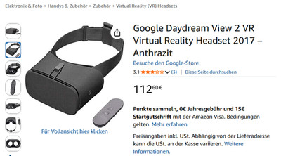 VR Brille - Google Daydream View 2 - nur 5 