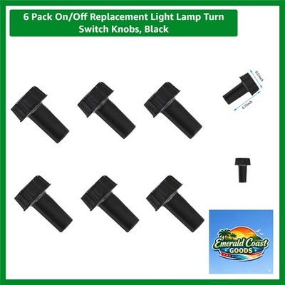 6 Pack On/Off Light Lamp Knobs - Durable Black Plastic for Effortless Control
