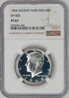 1964 90% Silver Proof Kennedy Half Dollar - Accent Hair DDO - NGC PF-67 VP-003
