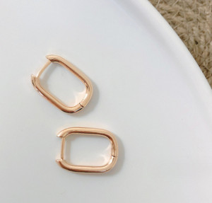 Authentic Women Girl 925 Sterling Silver Gold Plated U-Shape Huggie Hoop Earrings A9