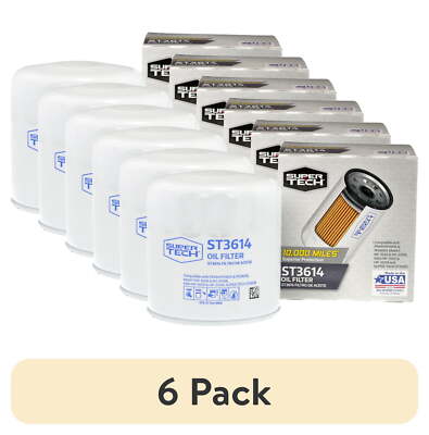 (6 pack) Super Tech ST3614, 10K mile Spin-on Replacement Oil Filter