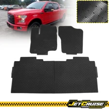 Fits 15-24 Ford F150 Crew Cab Heavy Duty Black Latex All Weather Floor Mats