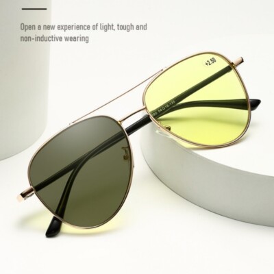 Transition Progressive Multifocal Reading Glasses Men Women TR Metal Rim Readers