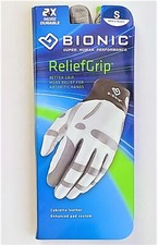 Bionic Leather Golfing Glove Small, Right-Handed with Relief Grip, White/Gray