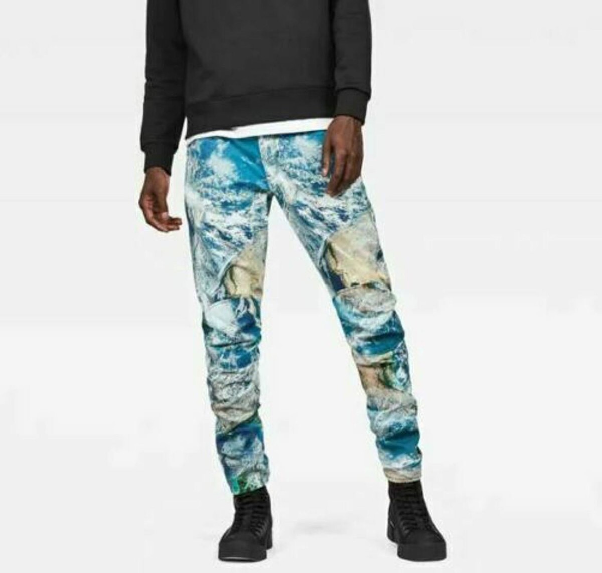 G-Star Elwood X52 3D Mid Waist Boyfriend Earth Camouflage Print Jeans W25 x  L30