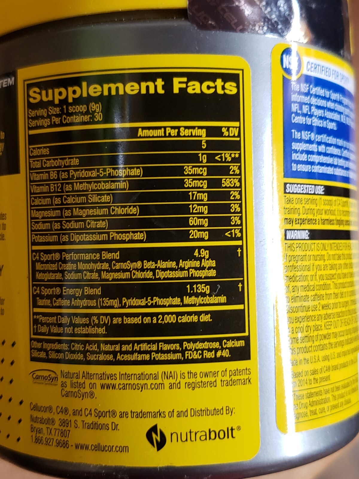 Cellucor C4 SPORT PreWorkout 30 Servings FRUIT PUNCH Best 8/