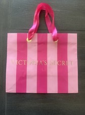 VICTORIA'S SECRET Glossy Hot Pink/Pink/Gold Medium Paper Gift Bag (11 X 9 x 5)