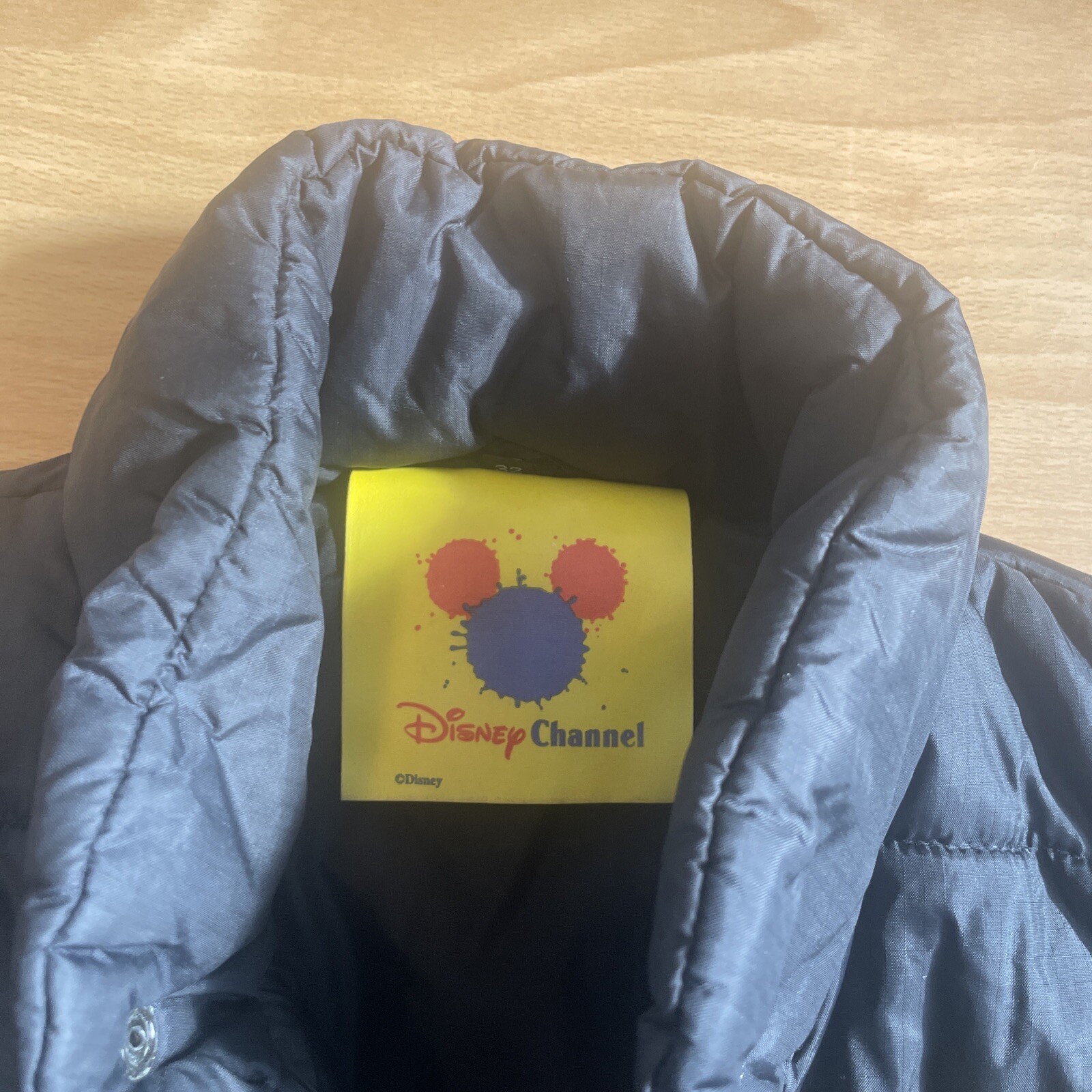 Disney Channel Puffer Jacket Mickey Mouse XS Rare Green Yellow Logo Vintage image 4