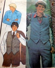 VTG 1970s MENS SHIRT VEST Sewing Pattern LARGE CHEST 36