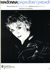 MADONNA PAPA DON'T PREACH SHEET MUSIC PIANO/VOCAL/GUITAR/CHORDS 1986 RARE NEW 