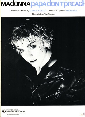 MADONNA PAPA DON'T PREACH SHEET MUSIC PIANO/VOCAL/GUITAR/CHORDS 1986 RARE NEW!!