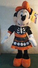 Disney Halloween Minnie Mouse Black  Orange Skeleton Porch Greeter 22 inches