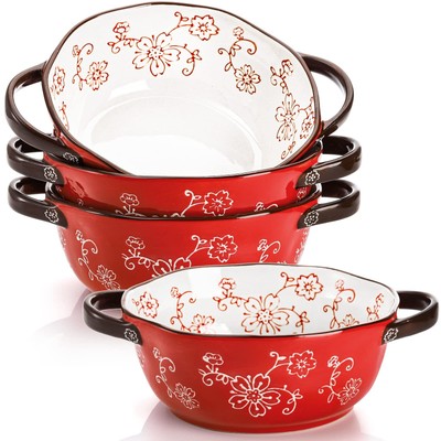 AVLA 4 Pack Ceramic Soup Bowls, 22 Ounces Porcelain Serving Bowl Set