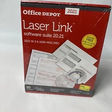 OFFICE DEPOT LASER LINK SOFTWARE SUITE 20.21 W-2 & 1099-MISC/NEC 50 Forms