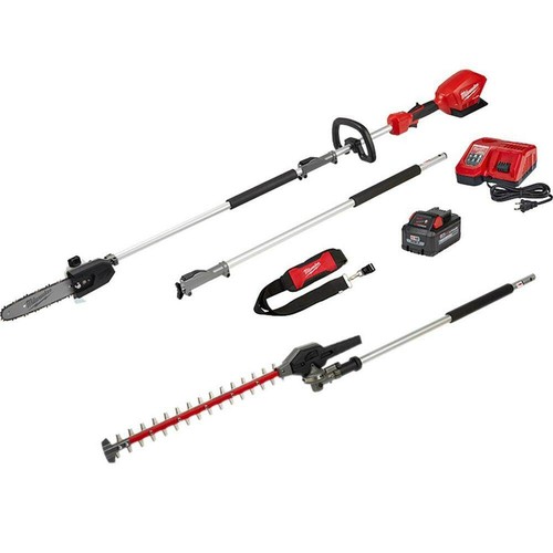 Milwaukee M18 Fuel 10 in. 18-Volt Lithium-Ion Brushless Cordless Pole Saw Kit w/Hedger Attachment and 8.0Ah Battery (2-Tool)