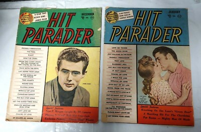 Lot of 2 Vintage Hit Parader Jan. 1957 Dec. 1956 James Dean Elvis Love Me Tender