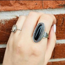 Pleasing Black Onyx Gemstone 925 Sterling Silver Handmade Ring All Size S-41