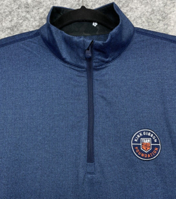 Greyson Tate Herringbone 1/4 Zip Performance Golf Pullover Mens L Navy Blue