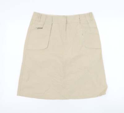 Dunnes Stores Damenrock beige Baumwolle A-Linie Größe 12 Reißverschluss