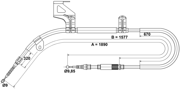 ATE Handbremsseil Hinten Links (24.3727-0174.2) FüR VW Passat B5.5 B5 |-image
