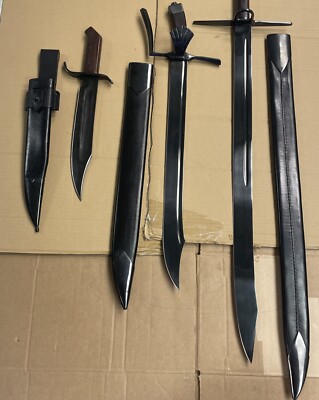 Lot of 3 Cold Steel knives, Grosse Messer Sword, Frontier Bowie, Messer sword