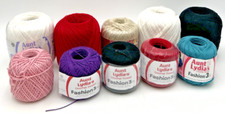  9 AUNT LYDIA'S CROCHET THREAD WHITE, SCARLET, BLACK, PURPLE, TEAL, PINK  1