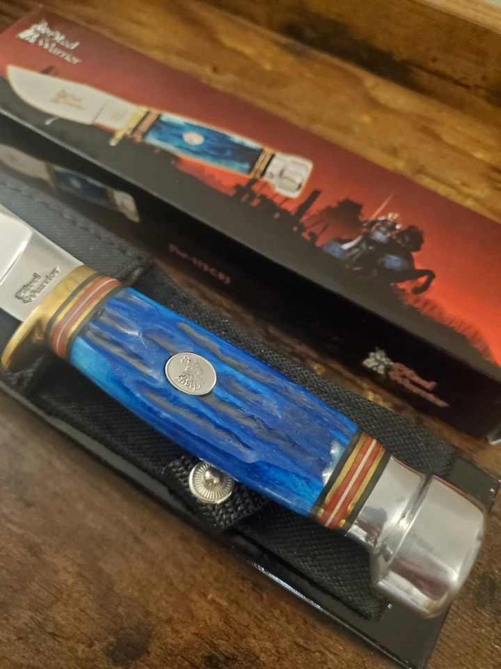 Frost Cutlery Steel Warrior Bowie Knife Blue SW-113 New In Box w/ Sheath  - Imagem 3 de 4