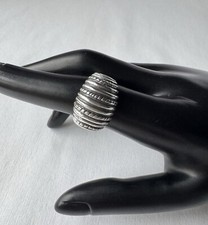 Sterling Silver Designer Dome Vertical Ribbed Style Ring Size 7