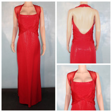 NWT ST JOHN Evening Red Dress M L 8 10 Sleeveless Sequined Shimmer Chiffon New