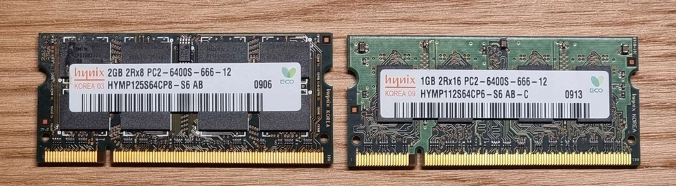 Hynix HYMP125S64CP8-S6 2GB+1GB DDR2 SODIMM 200pin PC2-6400 800MHz - Image 3 of 4