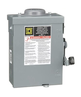 SQUARE D DU222RB Safety Switch,240VAC,2PST,60 Amps AC
