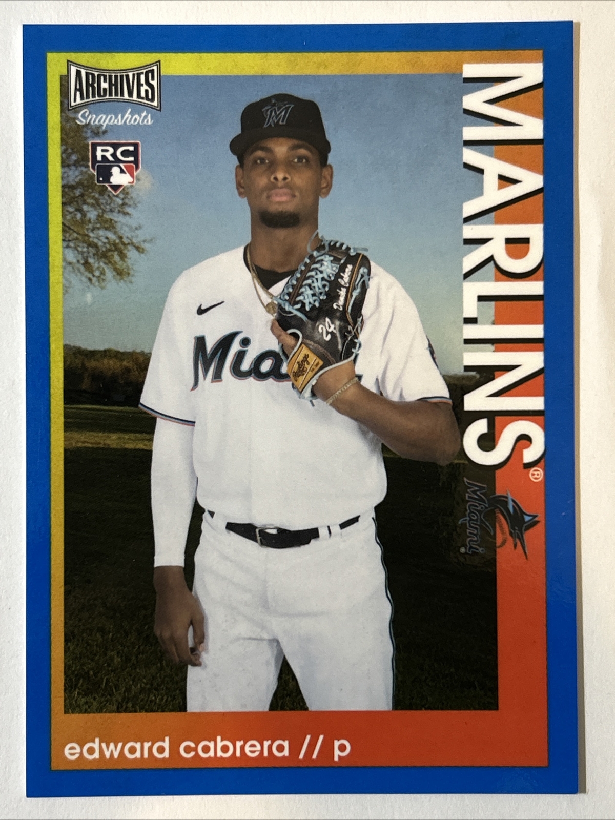2022 Topps Archive Snapshots Blue, Edward Cabrera RC #ed 41/50, Card #47