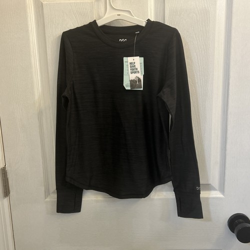 NWT DSG Girls 365 Long Sleeve Tee Pure Black Solid Stylish DAG23117 Size Small