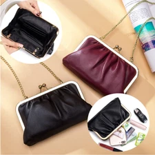 Women's Shoulder Bag Chain Leather Crossbody Bag Card Cell Phone Holder Wallet