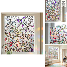 Mikomer Colored Leaf Etched Window Privacy Film Static Cling 3D Prism Rainbow