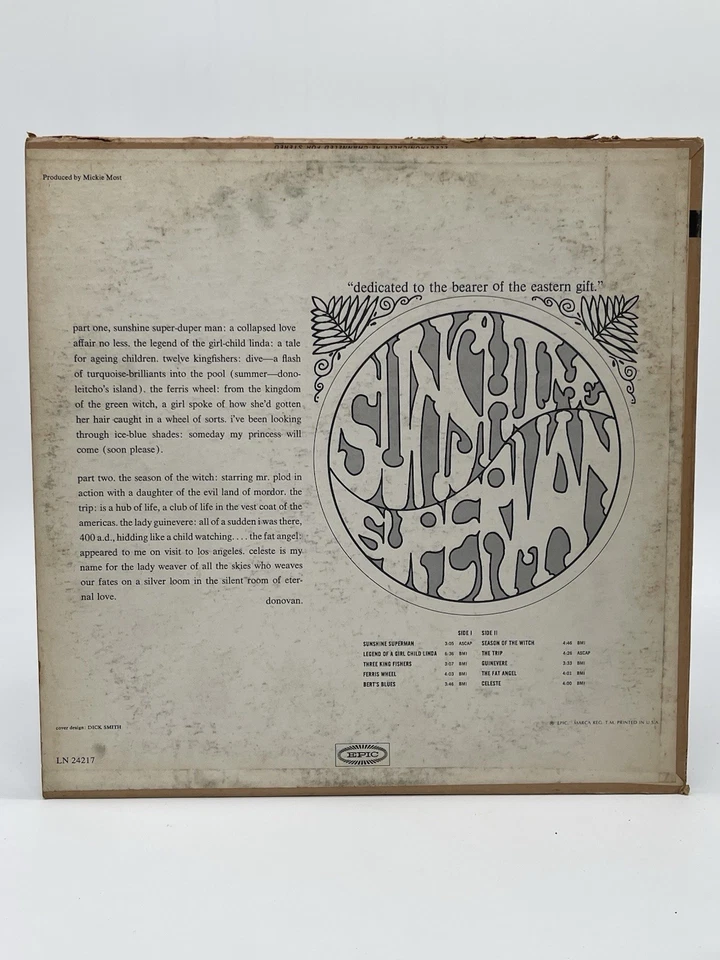 DONOVAN SUNSHINE SUPERMAN 12" LP VG+ VINYL RECORD EPIC - Image 2 of 4