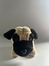 Russ Berrie Pug 7 Inch Beanbag Plush Tan Black Puppy Dog Stuffed Animal Toy