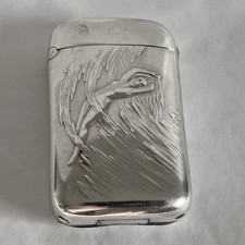 LEBOLT STERLING SILVER ART NOUVEAU NUDE LADY MATCH SAFE VESTA CASE RARE 59G